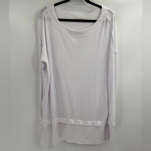 We The Free people Thermal WaffleKnit Oversized White LongSleeve Shirt Medium